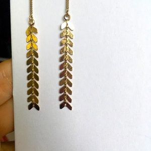 Gold feathered drop earrings